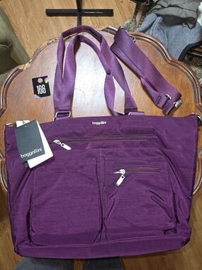 Baggallini Anywhere Day Laptop Tote Purple NWT RFID Travel Work Bag Lightweight